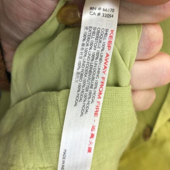 Free People Linen Mini Shirt Dress Button Front Neon Avocado Green New With Tags - Picture 10 of 11